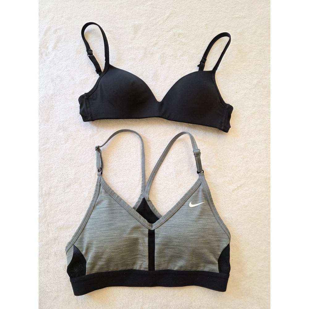 Nike Dri-FIT Sports Bra XS & Maidenform Bra 32A Black Gray Athletic Bundle Lot